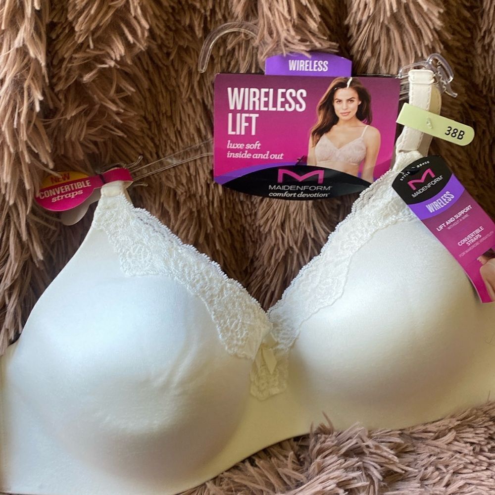 Maidenform Bra wireless Lift convertible 38B Ivory